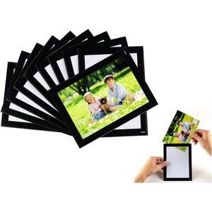 Magnetic 4x6 picture frame set of 10 black border fridge photo holder display